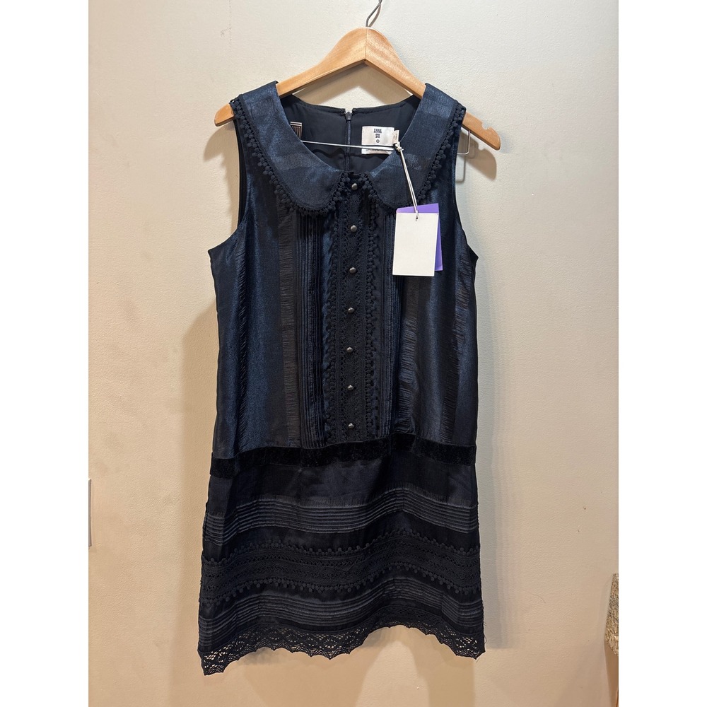NWT Anna Sui Target 20th Anniversary Navy Lace Velvet Shift Dress Size M